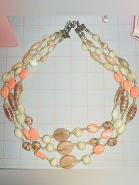 Macy*s Multi-Strand Peach and Cream Beaded Necklace